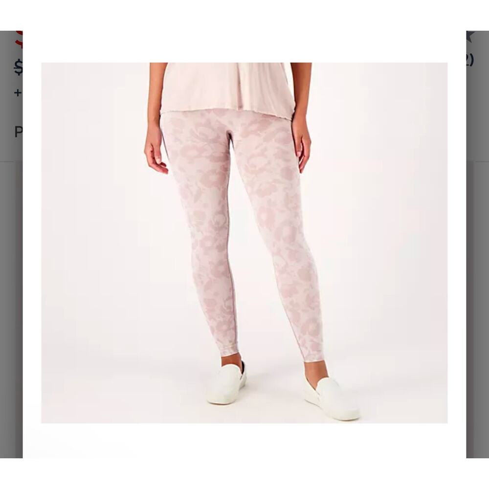 New AnyBody Women's Pink Floral Jacquard Knit Leggings Size Large Girl Core